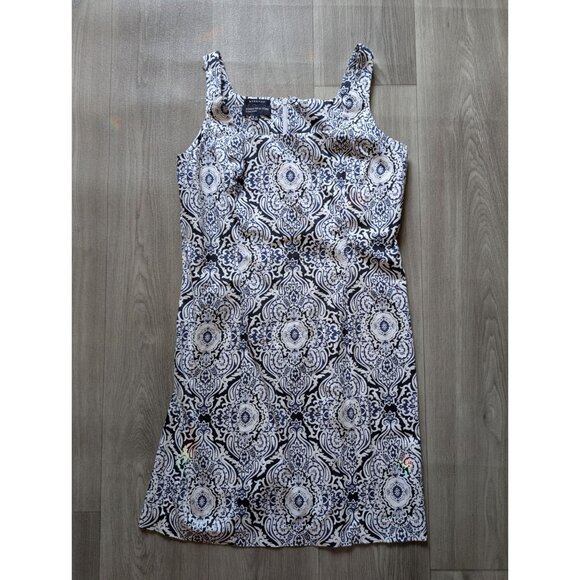 Jones New York Signature Stretch Square Neck Dress Size 10 Navy & White - Picture 5 of 9